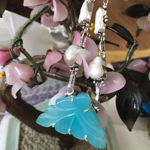 Vintage 925 Botswana &Biwa pearl necklace